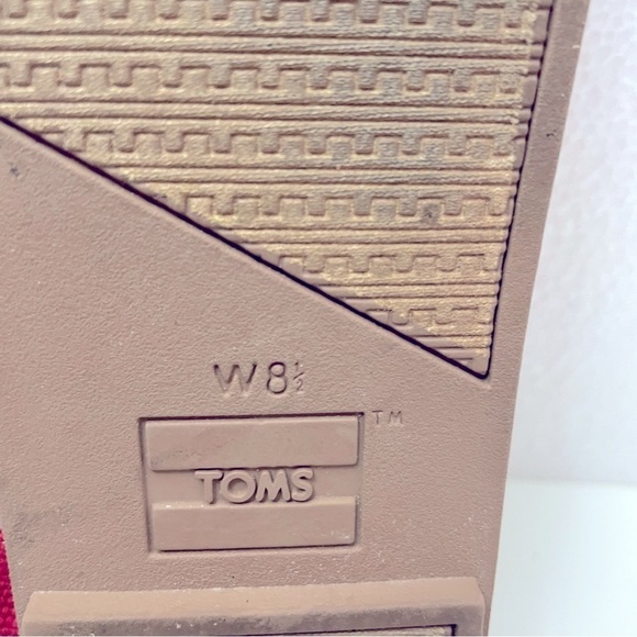 Toms Zoe Flat Sandals | Red White | Size 8.5 - Picture 6 of 7